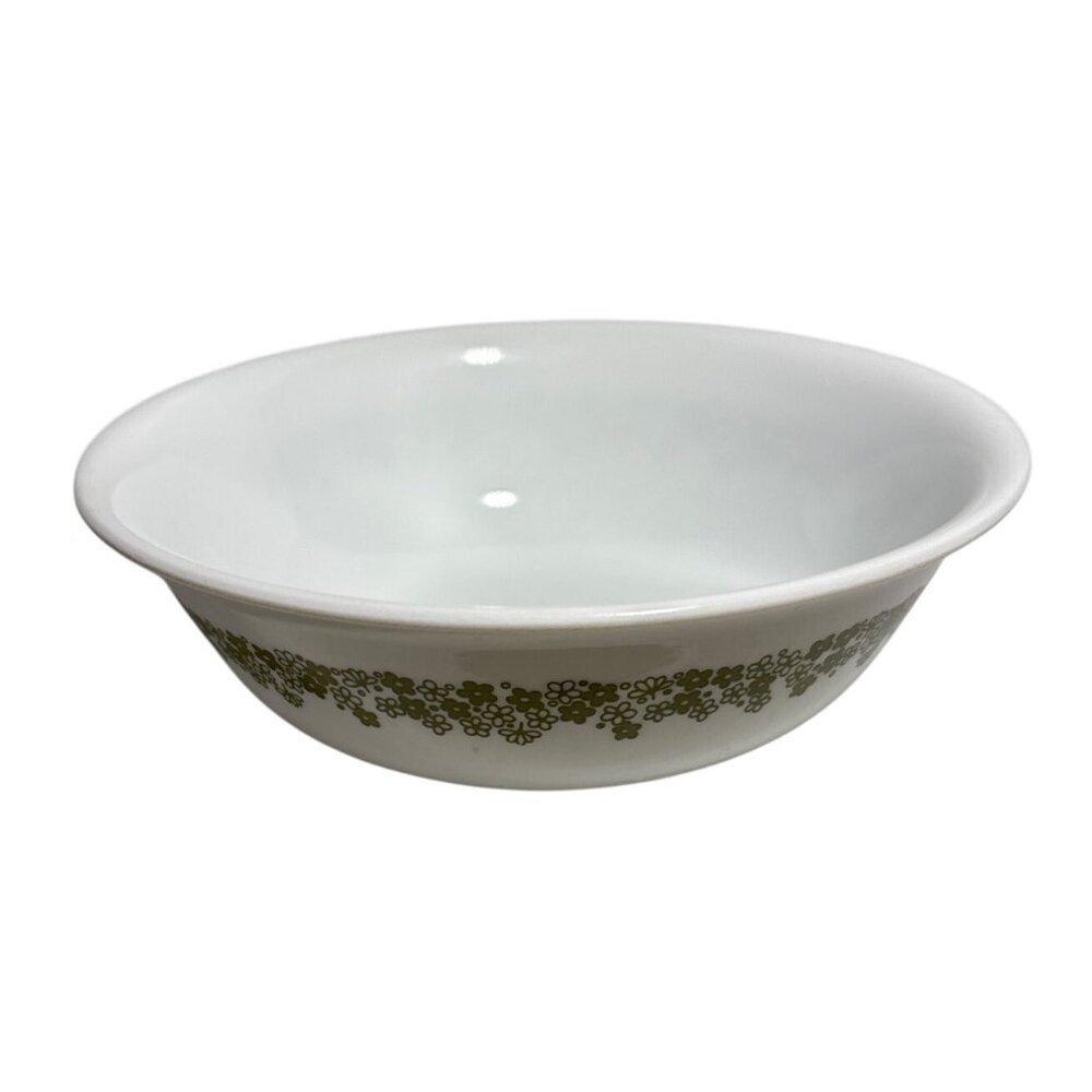 Corelle Cereal Bowl Crazy Daisy Flower Pattern Green White 6.25"